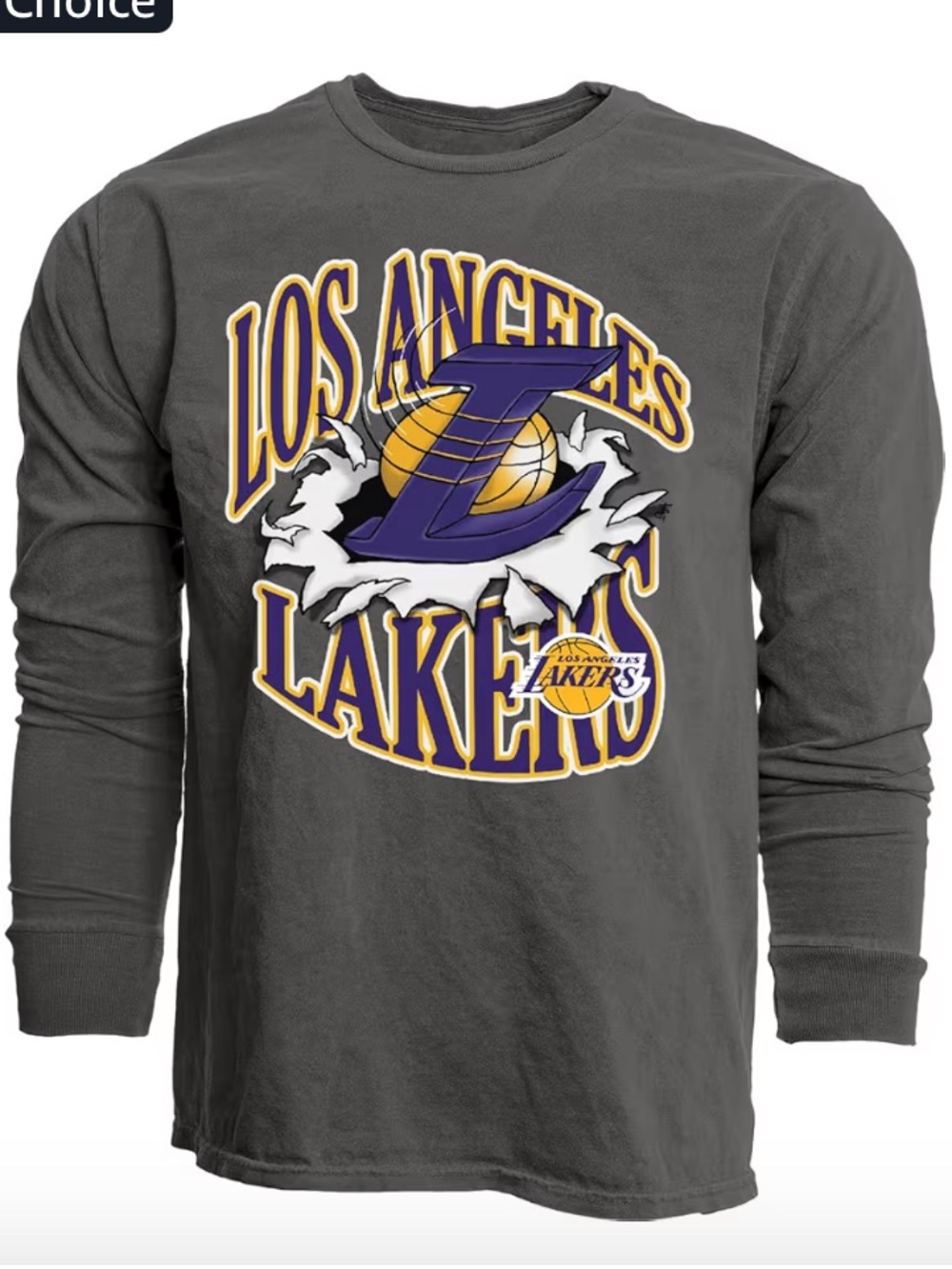 Blue 84 Los Angeles Lakers Long Sleeve Tee - Black with Purple & Gold Logo
